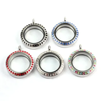 

Carvort Screw Top 316L Stainless Steel Floating Locket with crystals