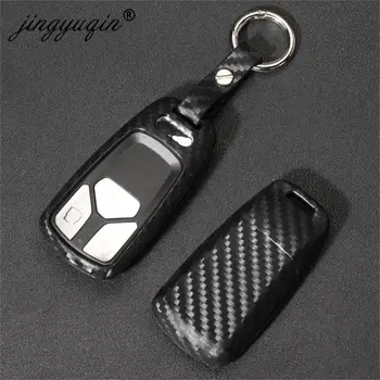 Keyforkess 10pcs Nuovo di Gomma di Carbonio Copertura di Chiave Dell'automobile Per AUDI A4 B9 Q5 Q7 TT TTS 8S 2016 2017 Caso Chiave A Distanza Intelligente Car Styling