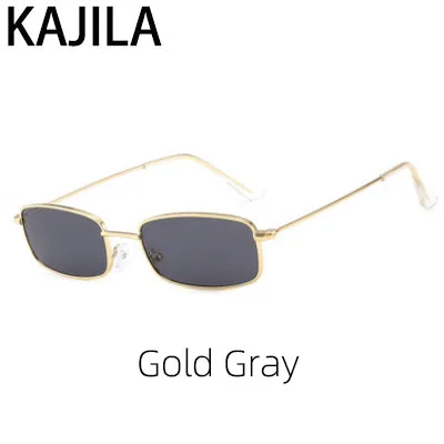 Gold Gray Модные прямоугольные роскошные маленькие солнцезащитные очки для мужчин и женщин, Ретро Маленькая оправа, брендовые дизайнерские солнцезащитные очки для женщин oculos - Цвет линз: Gold Gray