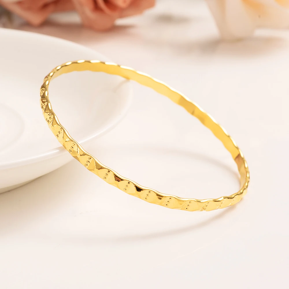 24K Ethiopian Gold Dubai Bangle for Women men Wedding Bride Bracelets Gold Color Jewelry Middle East African Bride party Gifts bangle bracelet