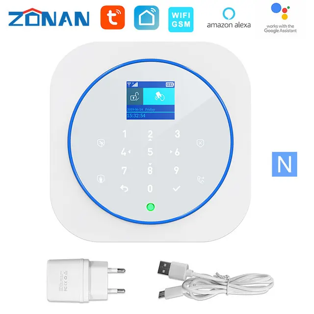ZONAN G12 Tuya Wifi Gsm Alarm Security System Smoke Detector Alexa Compatible App Control Smart Home Wireless Safety Alarm Kits N
