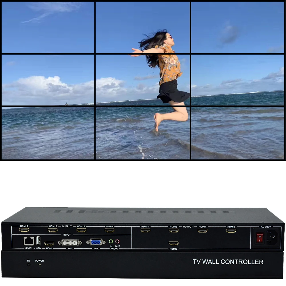 Настенный ТВ контроллер 9 каналов 3x3 2x4 4x2 HDMI DVI VGA USB видеопроцессор приставка с