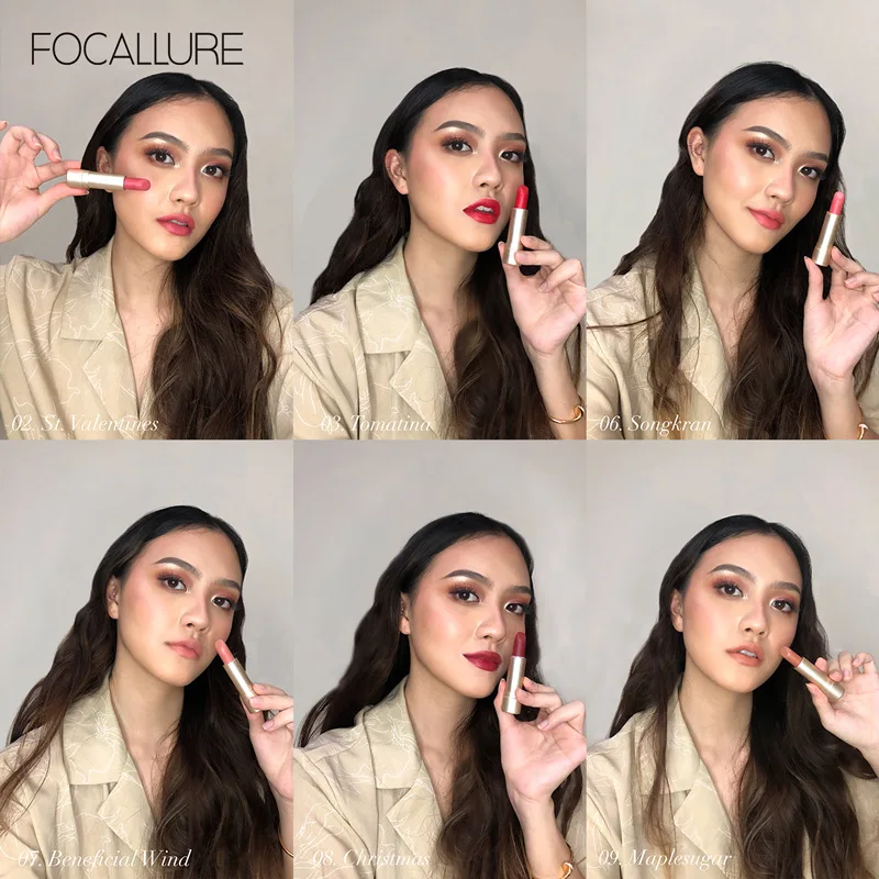 FOCALLURE Matte Velvet Lipstick Nude Color Cosmetic Long-lasting Staymax Powder Matt Lip Stick