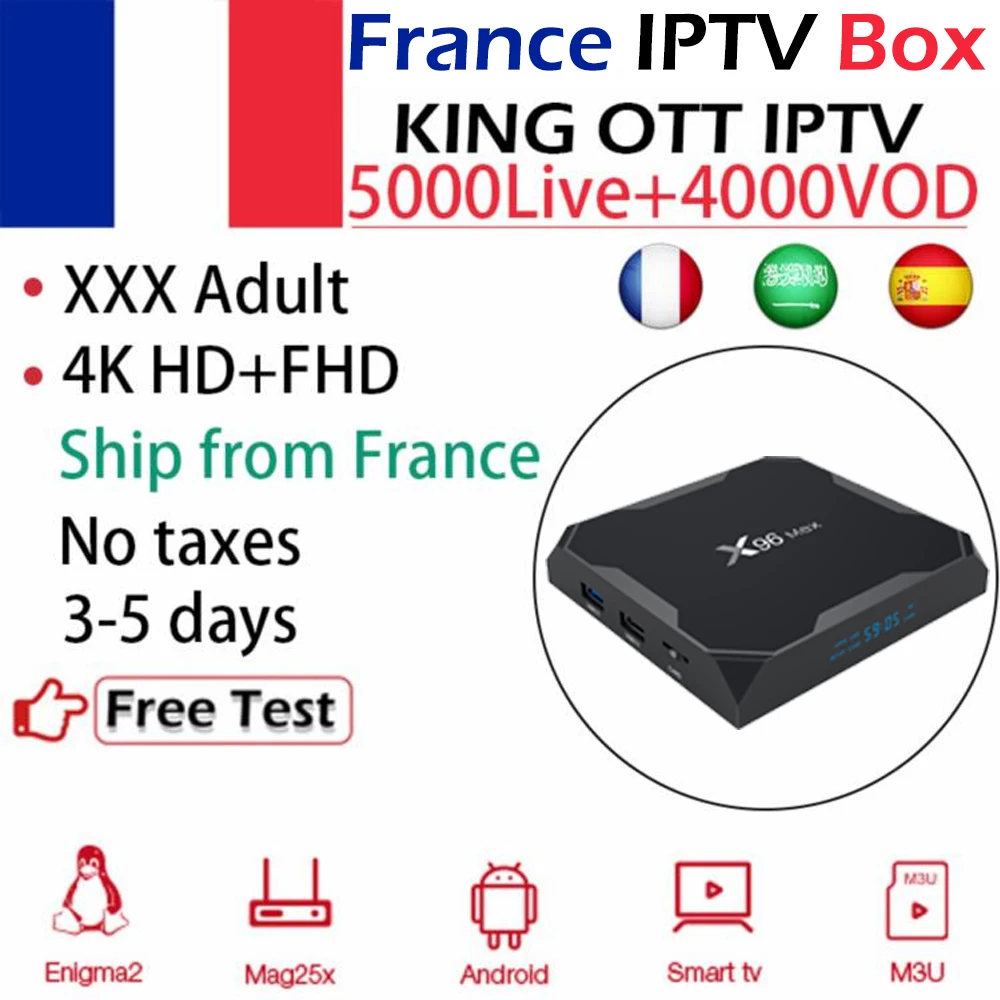 

X96Max Android 8.1 TV Box+IPTV KING French Arabic Spain Adult IPTV m3u 4G/64G Dual-WIFI USB3.0 4K smart tv box set top box