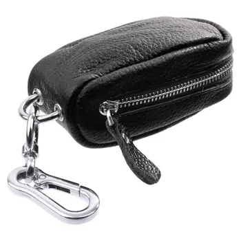 

Car Key Bag Household key bag Unisex Zipper bag in PU Leather for Keychain Case for Key / USB / Pieces / Coin-Black