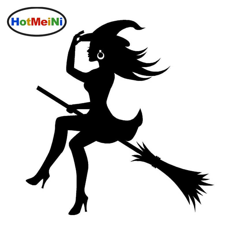 Веселая наклейка для автомобиля HotMeiNi 11 5*12 см ведьма сексуальная белая на веточке