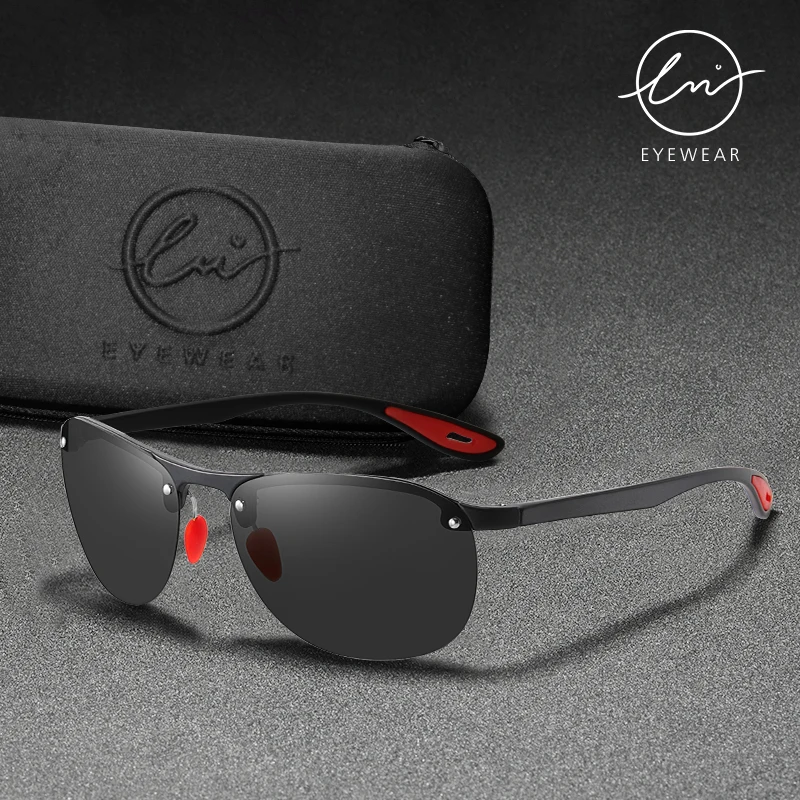 

LM 2020 Rimless Oval Mens Polarized Sunglasses Women TR90 Material Frame Retro Anti-glare Driving Sun Glasses UV400 gafas mujer