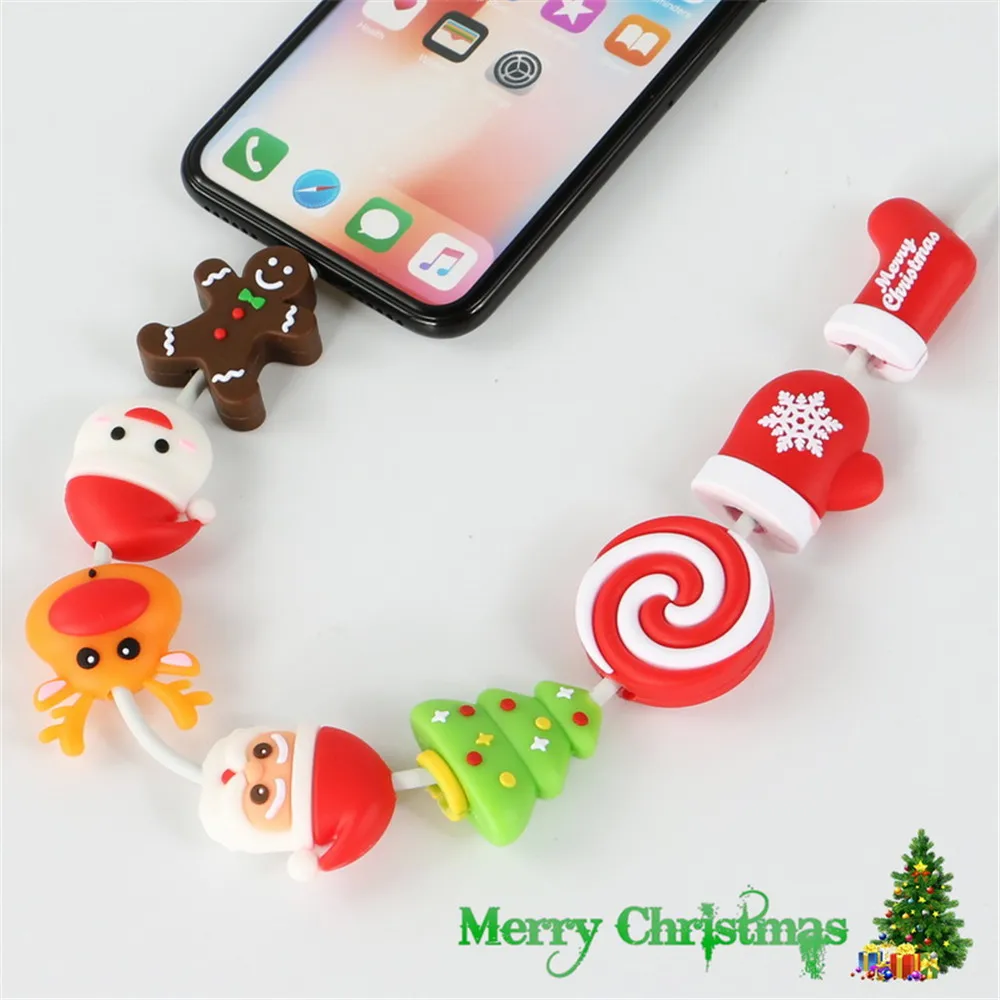 Защитный чехол для зарядного кабеля Mini Cartoon Merry Christmas Data line протектор USB кабель для передачи данных зарядный кабель защитный рукав