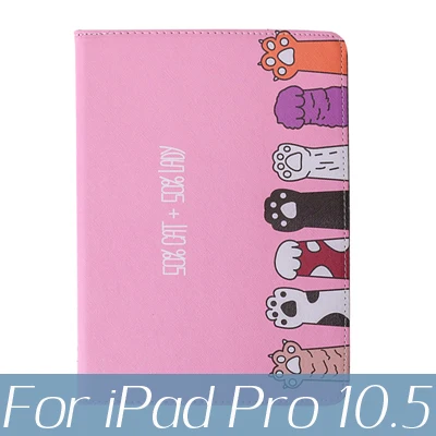 Для iPad 10,2 чехол для планшета тройной складной чехол для iPad 9,7 air 3 10,5 Pro 10,5 чехол с мультяшным котом - Цвет: C2 for ipad pro 10.5