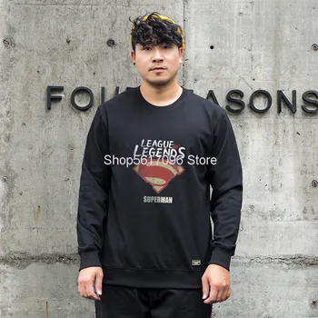 

Round Neck Sweater Plus Fat Plus Size Tide Brand Long Sleeve Coat Loose Leisure Fat Man
