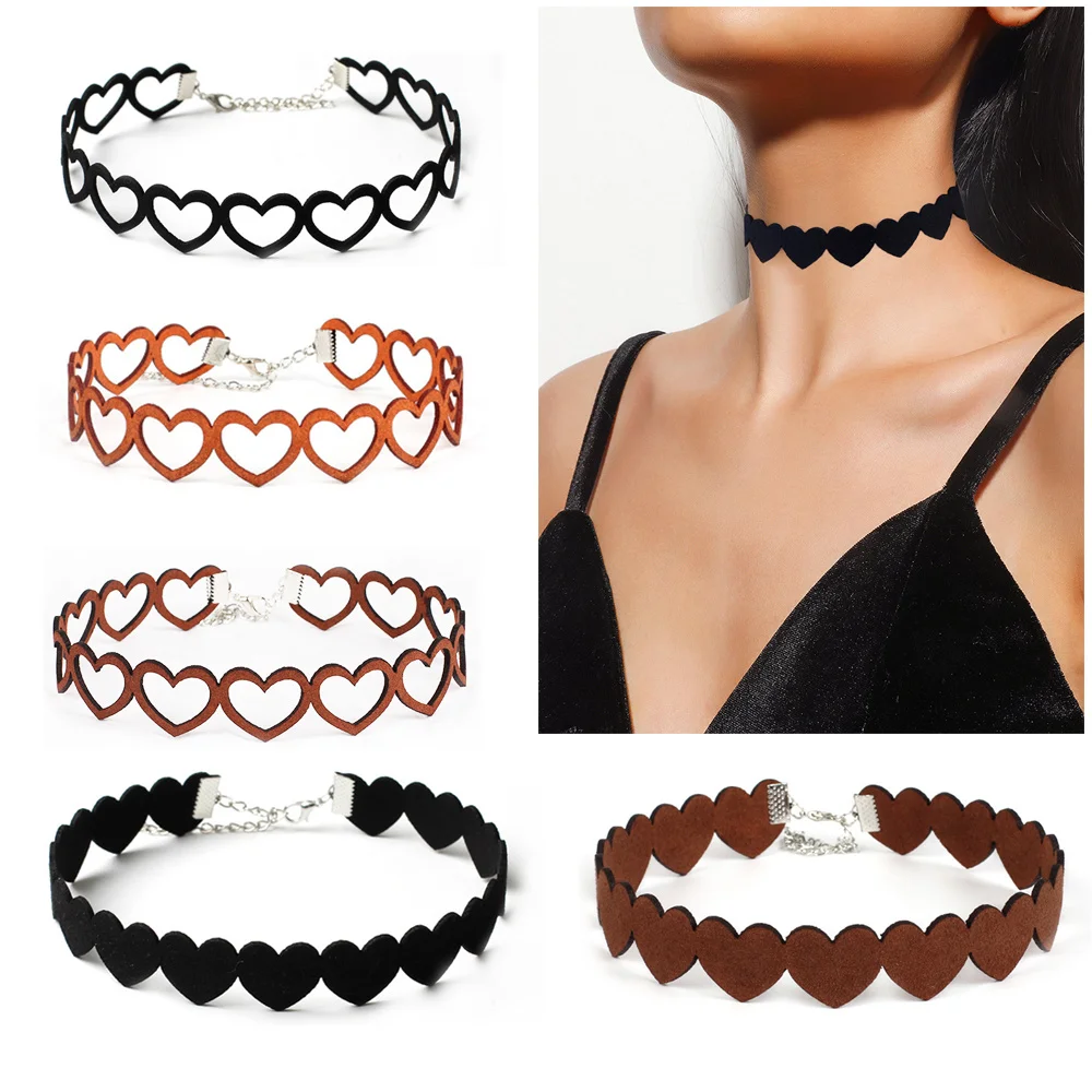 Zwart Kant Tattoo Choker Vintage Fluwelen Hollow Liefde Creatieve Ketting Vrouwen Sieraden Hals Decoratie Party Supply Voor Meisjes