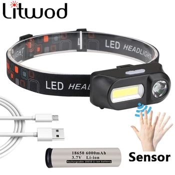 SUPER SALE ❤️ Sensor XP-G Q5 LED Headlamp 2 Light COB Head Light Lamp by 1* 18650 Rechargeable Battery Lithium Ion 10w Torch Light for Camping - discount item 80% OFF Lights & Lighting