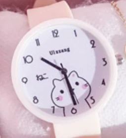 Модные детские часы с милым рисунком, креативные детские часы, Милые простые кварцевые наручные часы для девочек, подарок - Цвет: pink-white