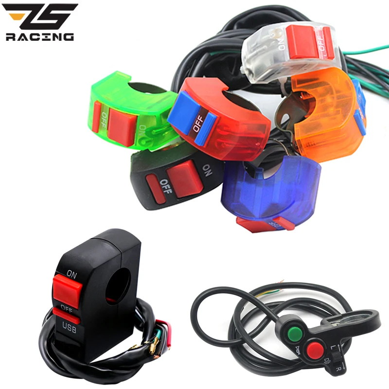 

ZS Racing Motorcycle Horn Turn Signal Light Switch Color ON/OFF USB Charge Button Fit on 22mm Moto Handlebar Accessories Parts