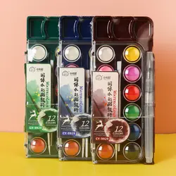 12-color Solid Paint Watercolor Paint Set Aquarela Painting Professional Art Solid Pigment Gouache Paint Beginner Art Supplies
