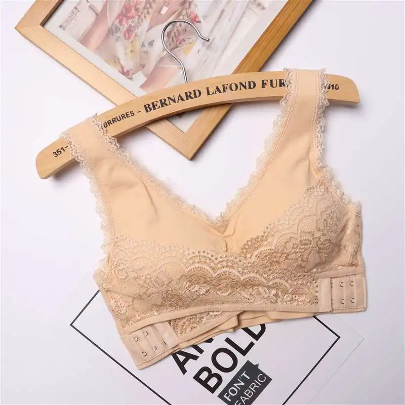 VIP Link для M-3XL, женское нижнее белье, сексуальное женское белье, кружевной однотонный, беспроводной, с перекрестной боковой пряжкой, дышащий, Активный бюстгальтер