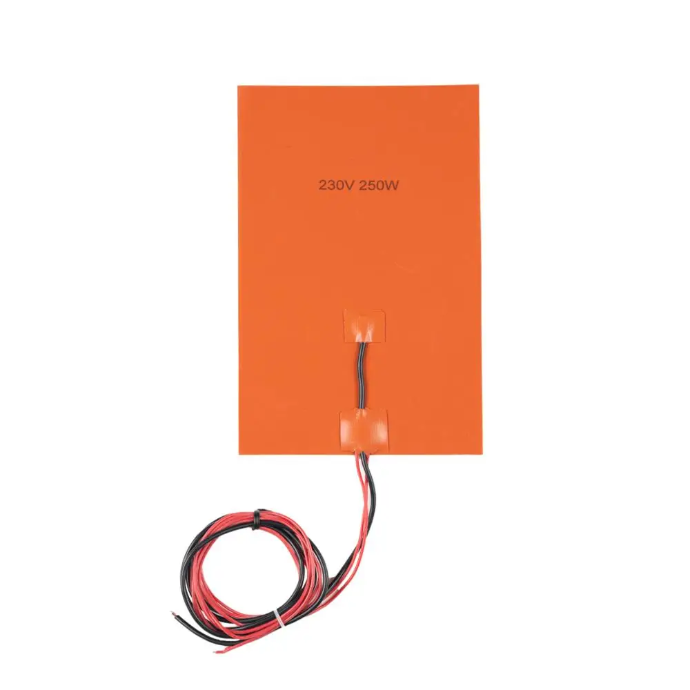 

Custom Silicone Rubber Heating Pad 230x150mm 230V 250W adhesive 1 side 100K thermistor 1000mm lead wire For 3D Printer