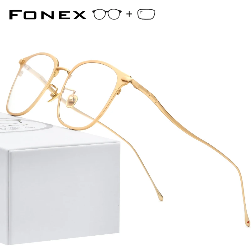

FONEX Pure Titanium Prescription Glasses Men Square Myopia Eyeglass Frame Women 2020 New Eyewear with Optical Lenses 8522