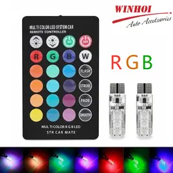 2 шт./1 компл. 12 В светодиодный T10 W5W 5050 SMD 1,2 Вт Авто RGB светодиодный купола клин Чтение свет Strobe лампа с удаленного Управление