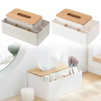 

Home Desktop Nordic Simple Tissue Box Multi-function Living Room Coffee Table Bamboo Wood Paper Remote Control Storage Box