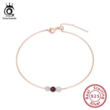 

ORSA JEWELS Elegant Women Bangles Sterling 925 Rose Gold And Silver Color Charming Bracelet With 3 Stones Delicate Jewelry SB47