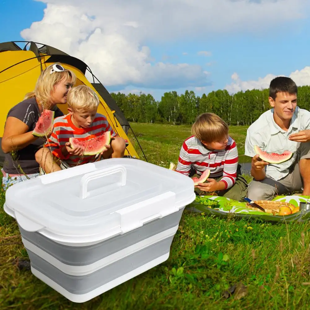 1 Pcs Gray Collapsible Portable Food Storage Box With Large Capacity Easy To Clean Durable Home Storage Containers