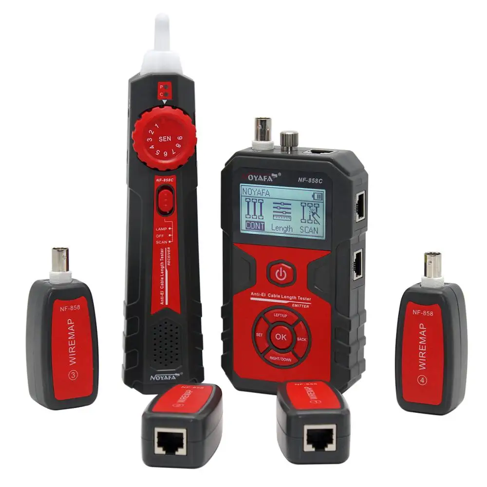 

NOYAFA NF-858C Network Cable Tester Trace Line Locator POE BNC Finder Port Blinking Red Light Test Measure Length Cable Tracker