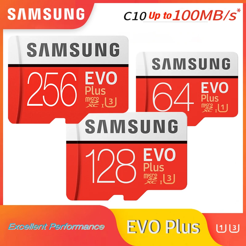 Карта памяти SAMSUNG Microsd до 95 256 ГБ U3 класс 10 32 U1 microSDXC/SDHC EVO Plus карта Micro SD TF Flash 128 МБ/с. 64