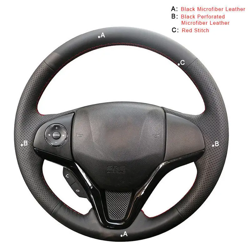 Microfiber Leather Авто оплетка на руле Крышка для Honda Fit- город- Джаз- HR-V HRV- DIY автомобильные чехлы - Название цвета: Microfiber Leather