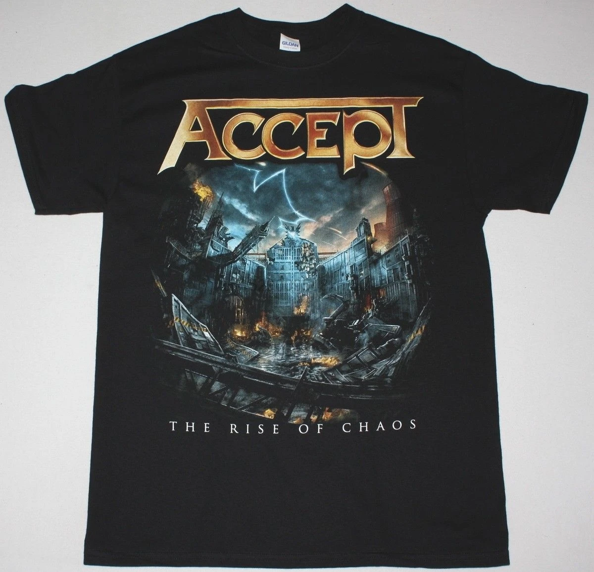 

ACCEPT THE RISE OF CHAOS BLACK T SHIRT HEAVY METAL U.D.O. JUDAS PRIEST SAXON 100% cotton tee shirt tops wholesale tee