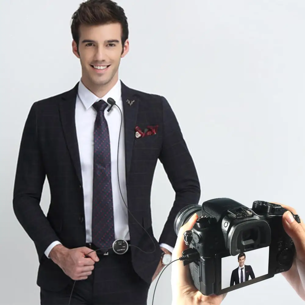 Ceny Comica CVM V03 mikrofon krawatowy Clip on Mini wielokierunkowy mikrofon pojemnościowy wywiad mikrofon Studio nagrań