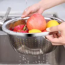 Утолщенный тазик из нержавеющей стали, корзина для белья, корзина для слива, дуршлаг, миска для риса