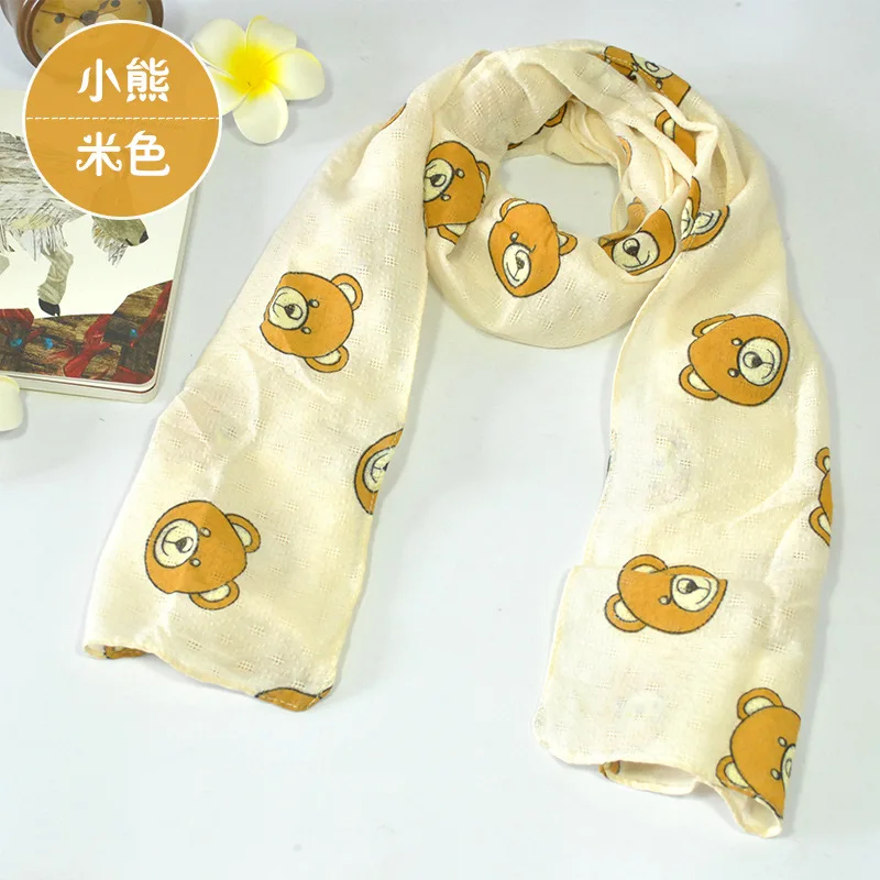 beigewhite Детский шарф с рисунком медведя из мультфильма, пятиконечная звезда, новая Корейская версия, Осень-зима, весенний шарф из хлопка и льна, qx - Цвет: beigewhite