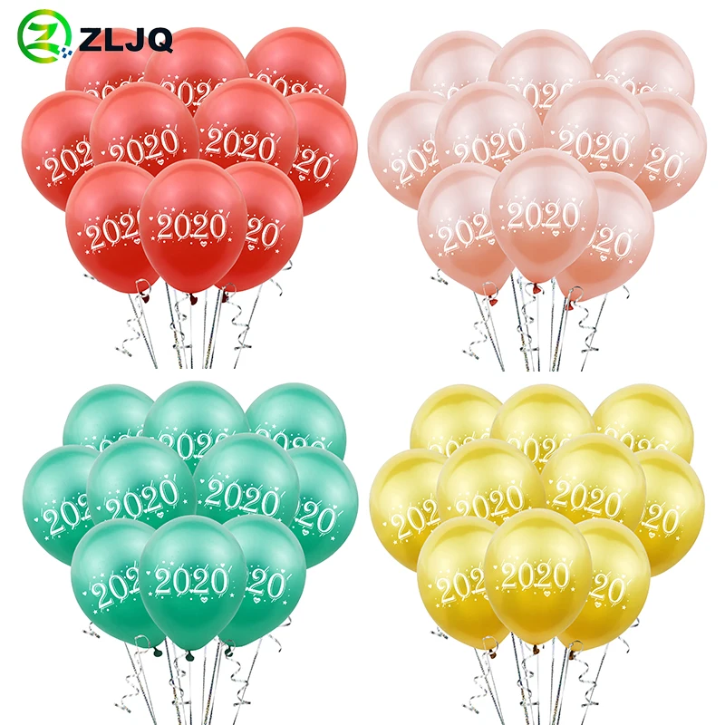 ZLJQ 10 шт. 12 дюймов 2020 цифр латексные шары с днем рождения Нового года Дня Святого