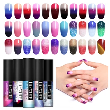 

LILYCUTE 5ml Temperature Change Color Nail Gel Thermal Nail Gel Polish Soak Off UV Long Lasting Chameleon Nail varnish Varnish