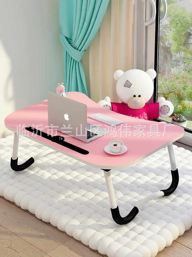 

W Baking Varnish Leg Laptop Table Bed Item Foldable Lazy Bed Desk Card Slot Small Table