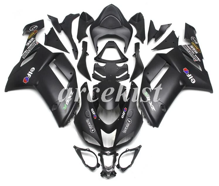 4 подарки ABS полный обтекатель комплект подходит для kawasaki Ninja ZX6R 636 2007 2008 07 08 6R ZX-6R Кузов Набор Синий Черный эльф - Цвет: black