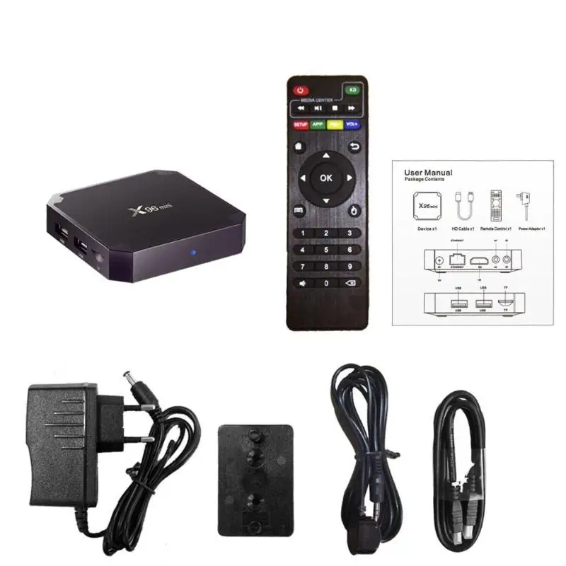 X96 мини Android7.1 Смарт ТВ коробка 1+ 8 ГБ/2+ 16GB Amlogic S905W 4 ядра 2,4 ГГц Wi-Fi IPTV Set-top Box с инфракрасное усиление