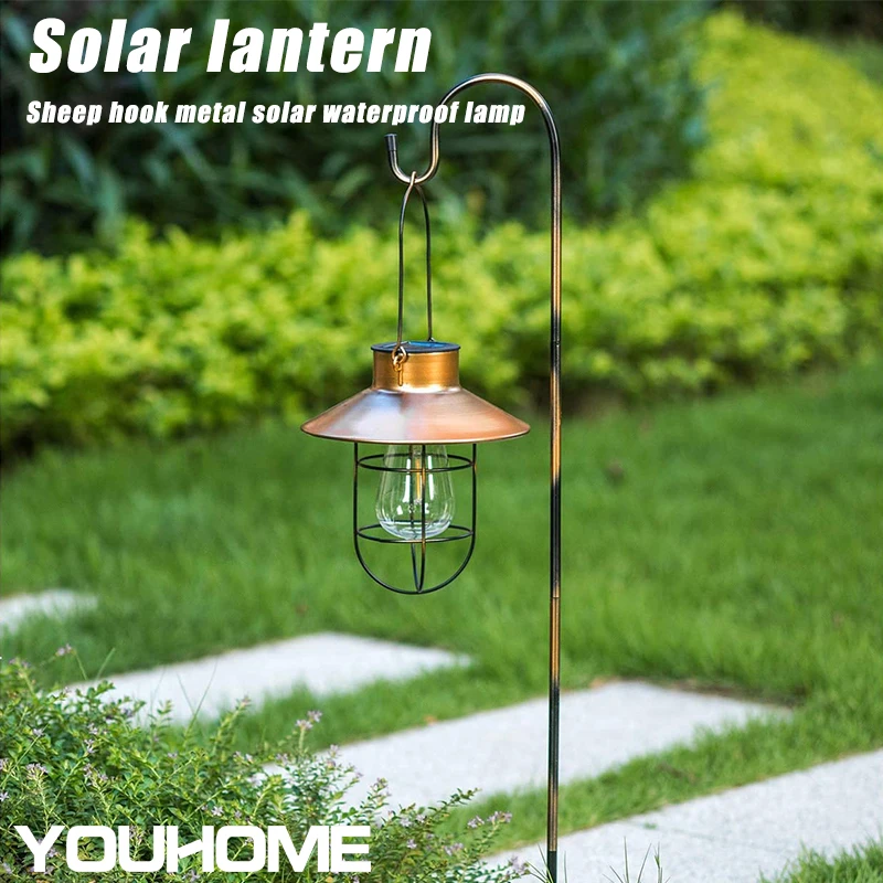 Outdoor Solar Lantern Hanging Solar Lights Waterproof Vintage Metal Solar Garden Lights For Garden Décor Yard Patio Backyard cheap solar lights