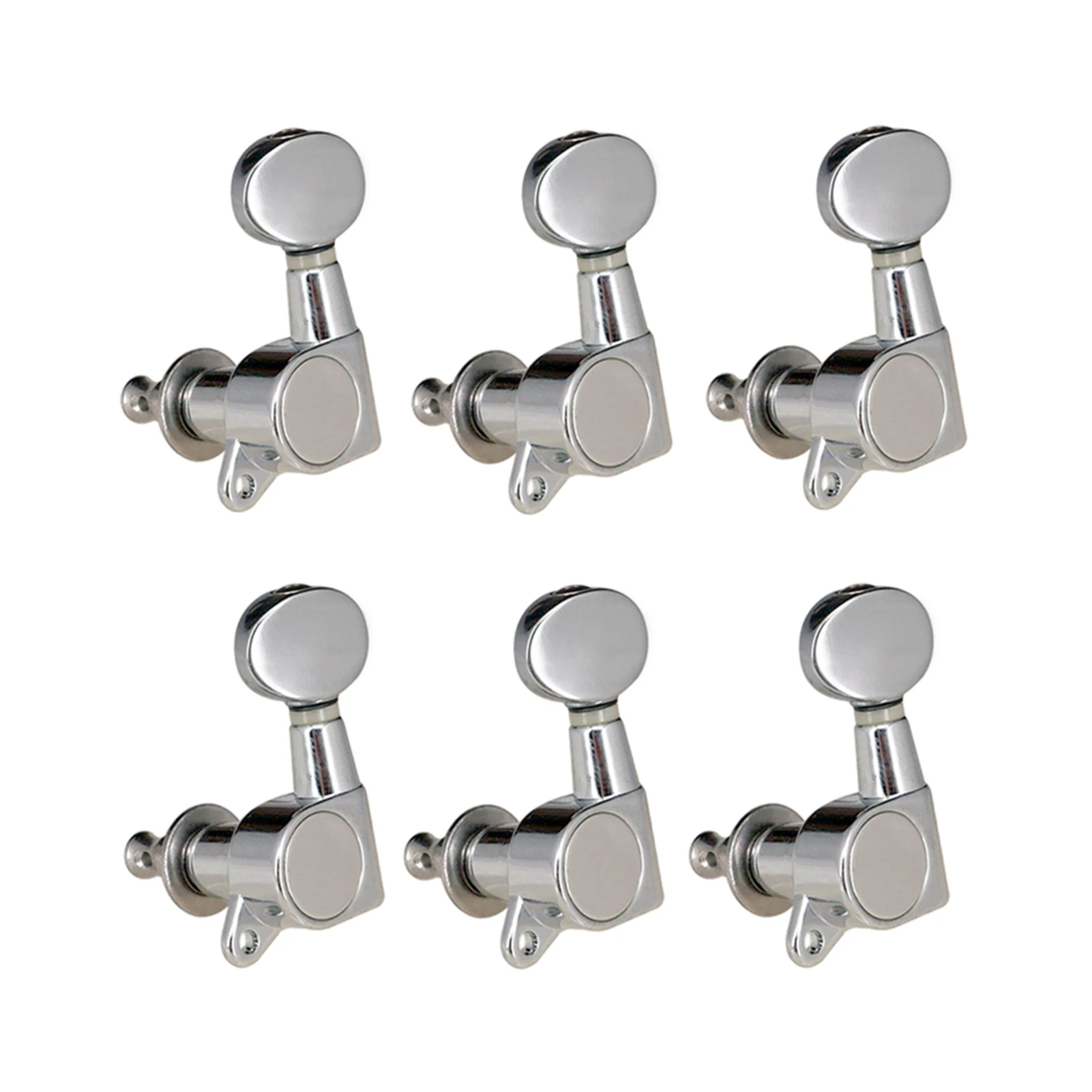 Guitar String Tuning Pegs Tuning Machines Machine Head Tuning Keys Oval Button for Electric Guitar Acoustic Guitar Chrome