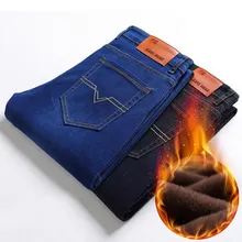 2019CHOLYL Новые мужские теплые джинсы высокого качества Известные бренды осенние зимние джинсы из плотного флиса Мужские джинсы длинные брюки
