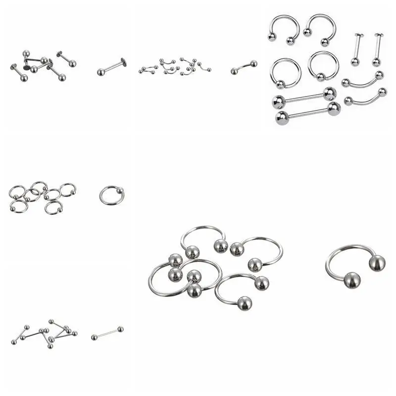 Кольцо для пирсинга носа и губ из нержавеющей стали 10 шт.|Украшения тела| |