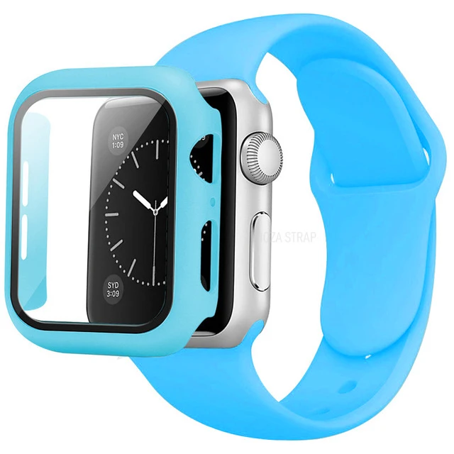 Strap+Case Set for Apple Watch Band 44mm 40mm iWatch band 42mm 38mm Silicone Bumper+Bracelet for Apple Watch series 4 3 5 SE 6