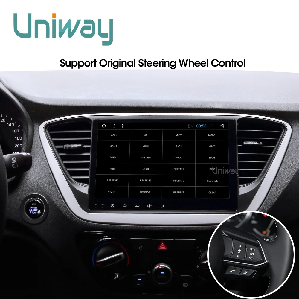 Clearance Uniway A17YN9071 android 9.0 car dvd for the new hyundai verna  solaris accent 2016  2017 car radio multimedia player gps stereo 5