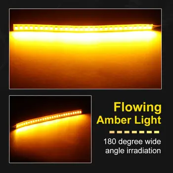 

2pcs Car Rearview Mirror 28SMD DC 12V 180 Degree LED Strip Lamp Flowing Turn Signal Side Light Amber Waterproof Accessories