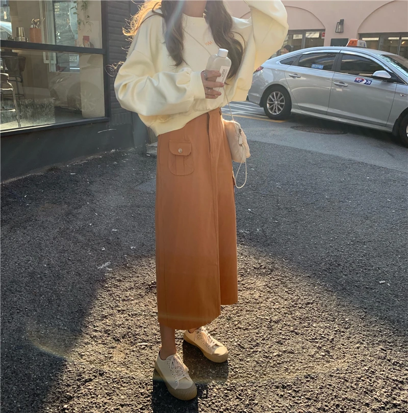 Женские юбки японский Harajuku Ulzzang Повседневная Свободная шикарная юбка с эластичной талией женский корейский кавайный милый одежда для женщин