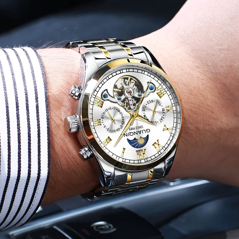 Relogio Masculino 2020 GUANQIN мужские деловые автоматические часы роскошные брендовые