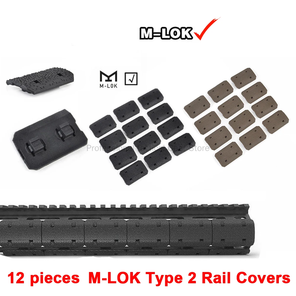 

12 Pcs/set Airsoft Rail Covers For m-lok sysytem Tactical Type 2 Weaver mount For MLOK Hunting Rail Cover Accessories For AEG