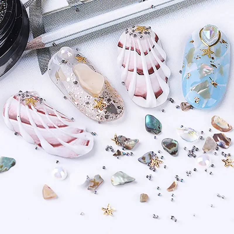 

Nail Rhinestones Shiny Shell Pearl Jewelry Decor Nail Tip DIY Fashion Manicure Accessory*u