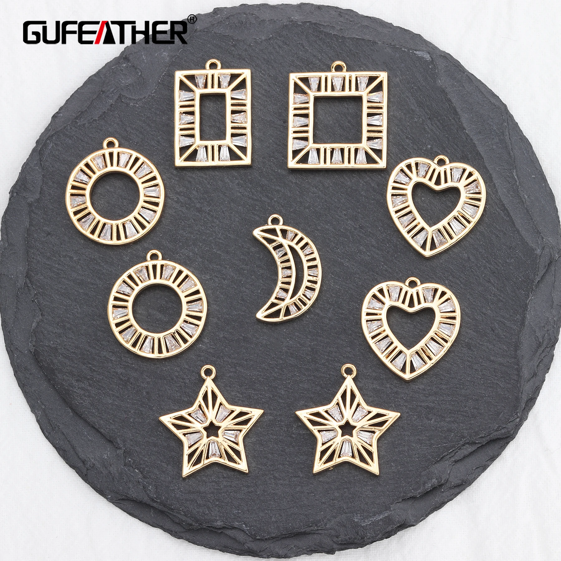 GUFEATHER M537 ювелирные аксессуары 18k позолоченные 0 3 микрон циркониевая подвеска